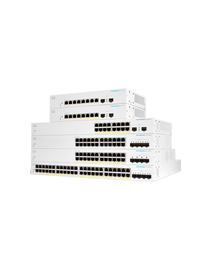 CISCO Business Switching CBS220 Smart 48-port Gigabit PoE 382W 4x1G SFP uplink główny