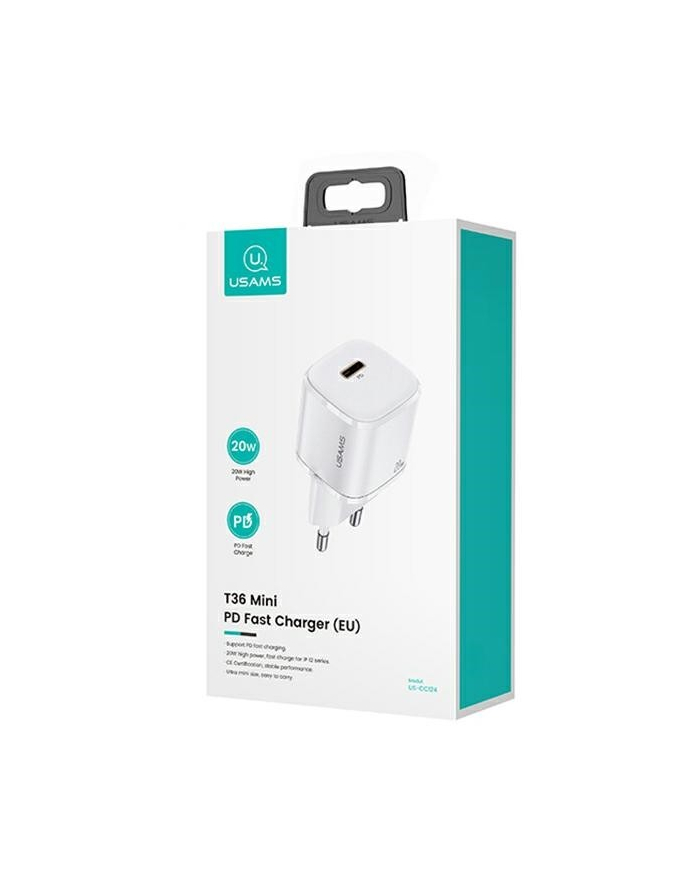 usams Ładowarka sieciowa 1xUSB-C T36 20W + kabel Lightning PD 3.0 Fast Charging główny