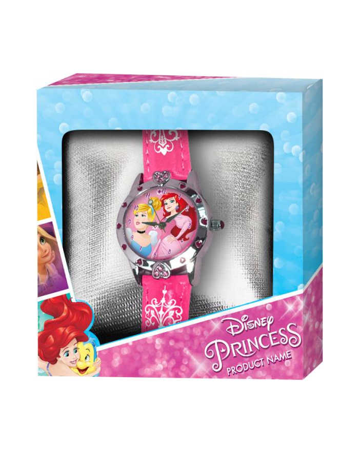 Zegarek analogowy w pudełku prezentowym z serduszkami Księżniczki. Princess WD19642 Kids Euroswan główny