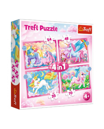 Puzzle 4w1 Jednorożce i magia 34389 Trefl