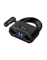 VAKOSS ZASILACZ SAMOCHODOWY TP-3264K  2X GNIAZDO ZAPALNICZKI + 2X USB  PRZEWÓD 70CM - nr 1