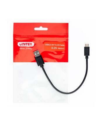 UNITEK USB CABLE USB-A — USB-C 25CM  Y-C480BK