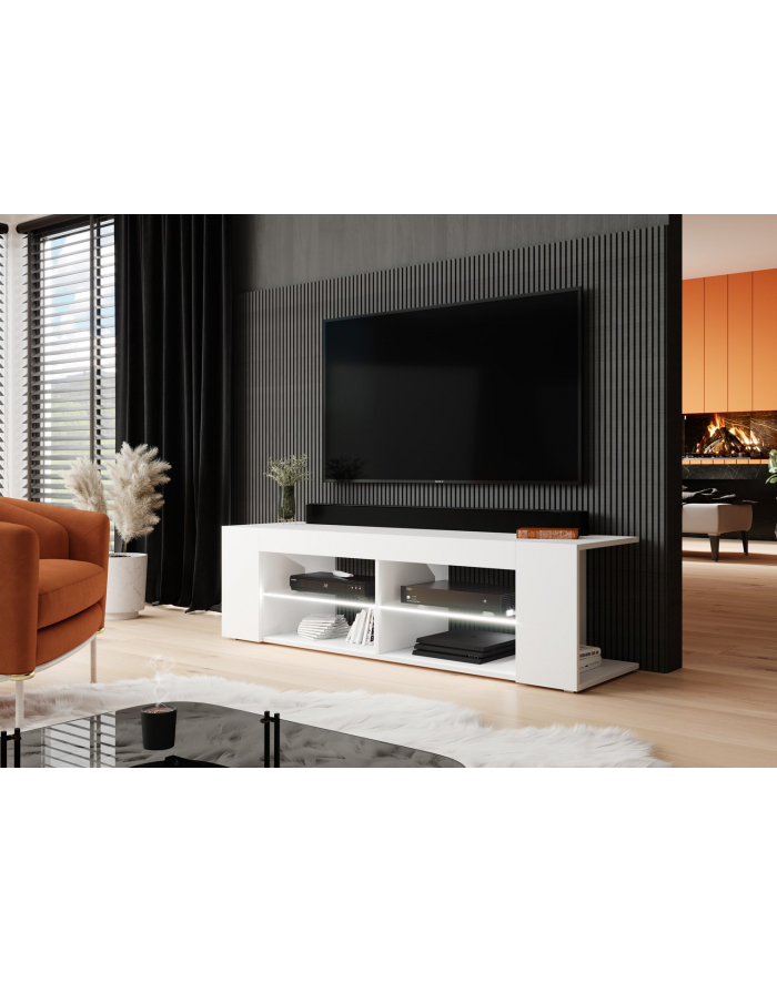 cama meble Szafka RTV TEXAS 50/134/40 biały/biały połysk główny
