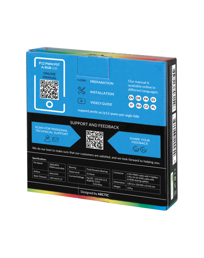Arctic Cooling Arctic P12 PWM PST A-RGB 0db Fan, czarny - 120mm główny