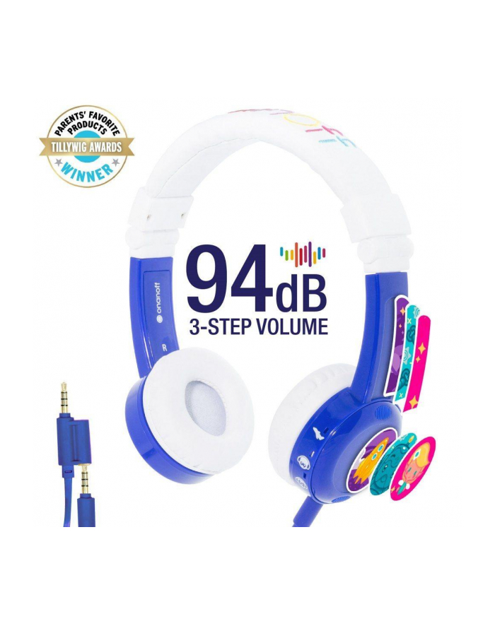 Słuchawki z mikrofonem BuddyPhones InFlight Blue dla dzieci 75/85/94dB główny
