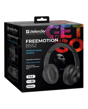 Słuchawki z mikrofonem Defender FREEMOTION B552 bezprzewodowe Bluetooth + MP3 Player