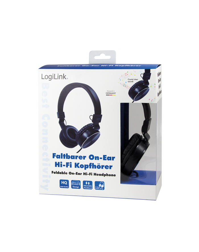 Słuchawki stereo LogiLink HS0049BK składane, czarne główny