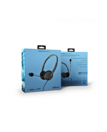 Energy Sistem Headset Office 2 Anthracite, On-ear, 3.5mm plug, retractable boom mic.