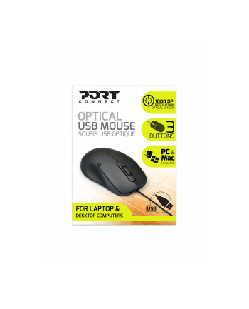 PORT DESIGNS PORT D-ESIGNS PRO Mouse 900400-P Black, Optical USB mouse