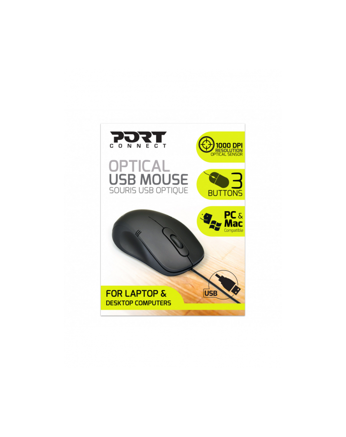 PORT DESIGNS PORT D-ESIGNS PRO Mouse 900400-P Black, Optical USB mouse główny