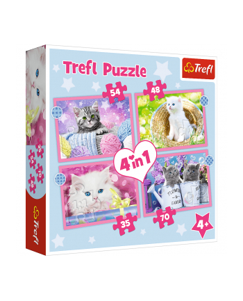 Puzzle 4w1 Zabawne kotki 34396 Trefl nr 1