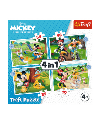 Puzzle 4w1 Fajny dzień Mickiego / Disney Standard Characters 34604 Trefl nr 1