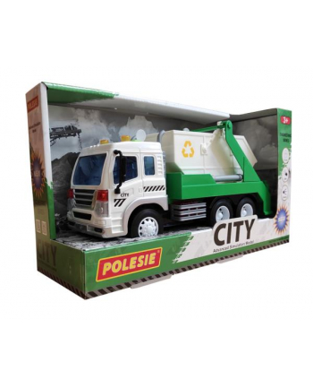 Polesie 86198 '';City''; samochód inercyjny do przewozu kontenerów zielony (ze światłem i dźwiękiem) w pudełku