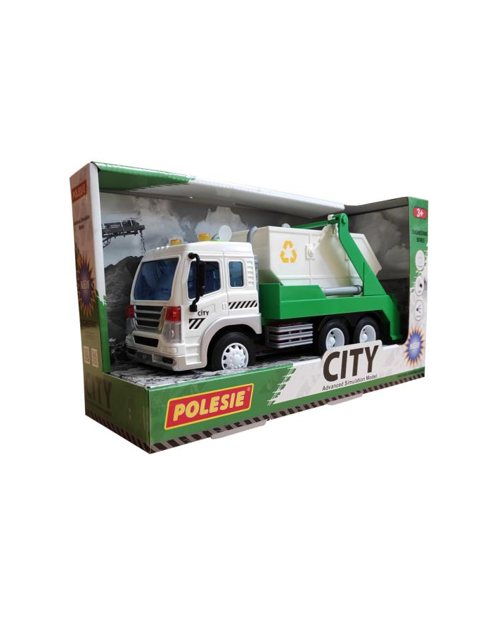 Polesie 86198 '';City''; samochód inercyjny do przewozu kontenerów zielony (ze światłem i dźwiękiem) w pudełku główny
