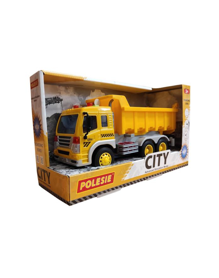 Polesie 86204 '';City''; samochód - wywczerwonyka inercyjny żółty (ze światłem i dźwiękiem) w pudełku główny