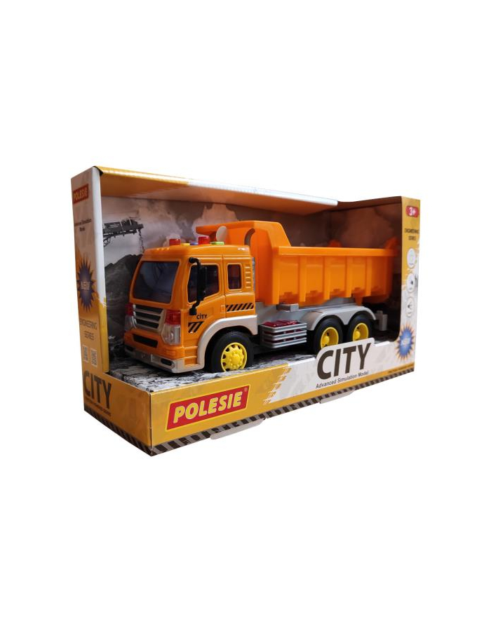 Polesie 86235 '';City''; samochód - wywczerwonyka inercyjny pomarańczowy (ze światłem i dźwiękiem) w pudełku główny