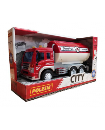 Polesie 86372 '';City''; samochód z cysterną, inercyjny czerwony (ze światłem i dźwiękiem) w pudełku