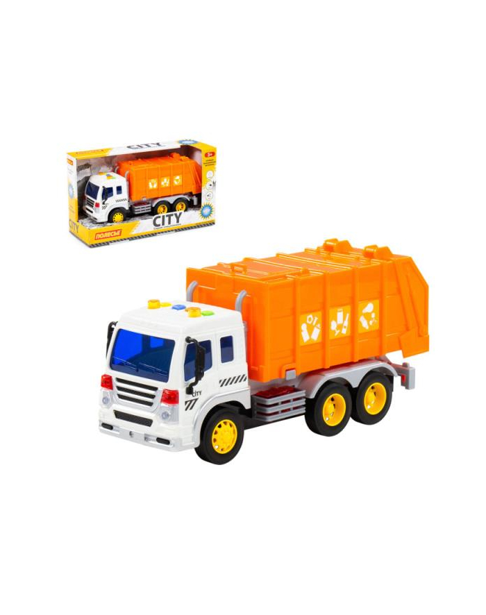 Polesie 86426 '';City''; samochód komunalny, inercyjny pomarańczowy (ze światłem i dźwiękiem) w pudełku główny