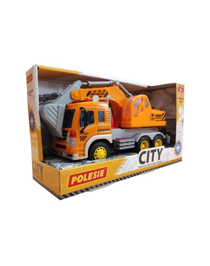 Polesie 86433 '';City''; samochód - koparka inercyjny pomarańczowy (ze światłem i dźwiękiem) w pudełku główny