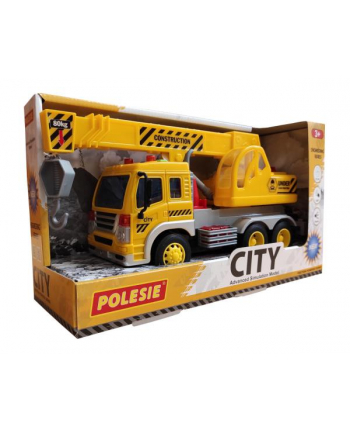 Polesie 86532 '';City''; samochód - dźwig, inercyjny żółty (ze światłem i dźwiękiem) w pudełku