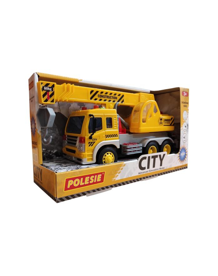 Polesie 86532 '';City''; samochód - dźwig, inercyjny żółty (ze światłem i dźwiękiem) w pudełku główny