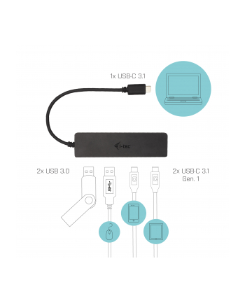 i-tec Adapter USB-C Metal HUB 2x USB 3.0 + 2x USB-C