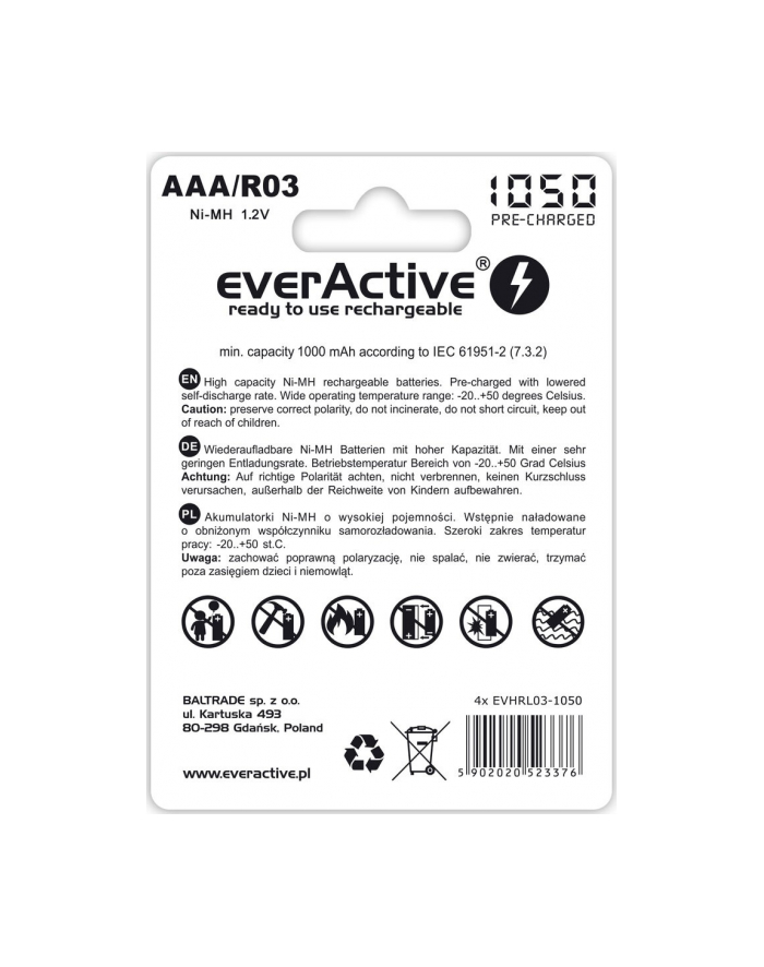 everactive Akumulatory paluszki R03/AAA 1000 mAH blister 4 szt. główny