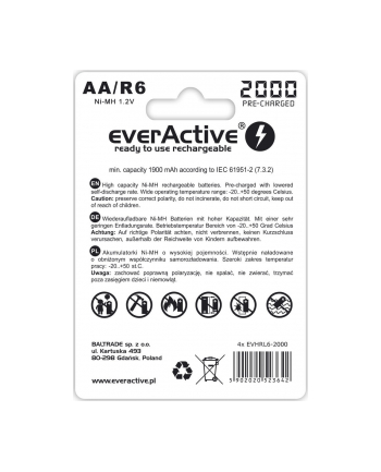 everactive Akumulatory paluszki R6/AA 2000 mAH, blister 4 szt.