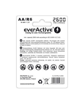 everactive Akumulatory paluszki R6/AA 2600 mAH, blister 4 szt.