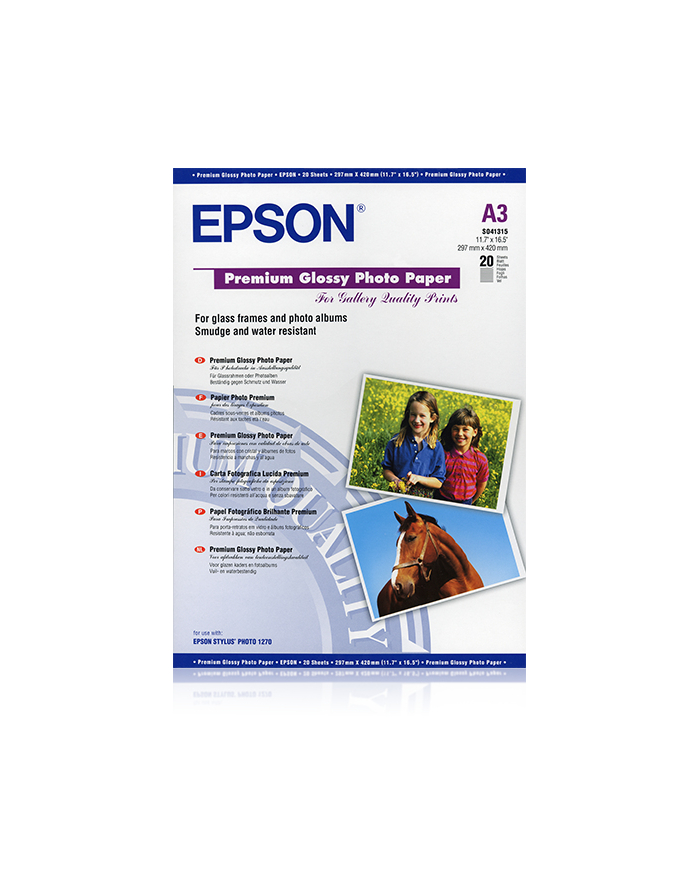 epson Papier Premium Glossy Photo 20 arkuszy 255 g/m  A3 główny