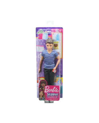 Barbie Lalka Ken Opiekun dziecięcy koszulka w paski FNP43 MATTEL