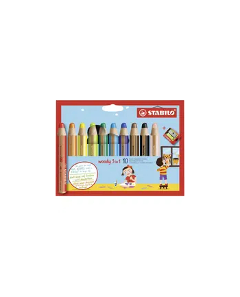 Kredki 10 kolorów STABILO woody 3 w 1 etui z temperówką 880/10-2