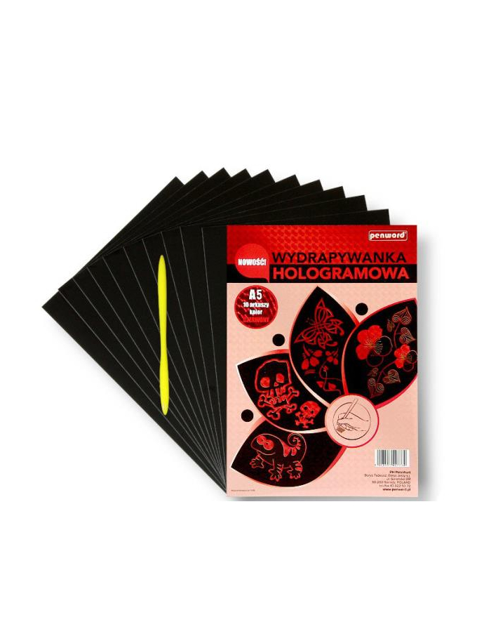 polsirhurt Wydrapywanka hologramowa A5 (10 arkuszy) czerwona + 2 rylce główny