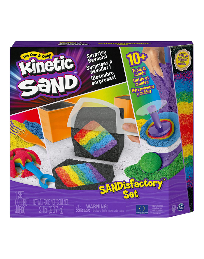 Kinetic Sand - Wytwórnia piasku, zestaw kolorowego piasku z akcesoriami i zaskakującymi efektami 6061654 p4 Spin Master główny