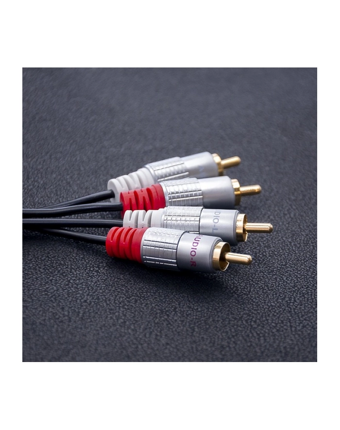 qoltec Kabel 2xRCA męski / 2xRCA męski | 2m | czarny główny