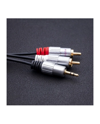 qoltec Kabel 2xRCA / Mini Jack 3.5mm | 1m | czarny