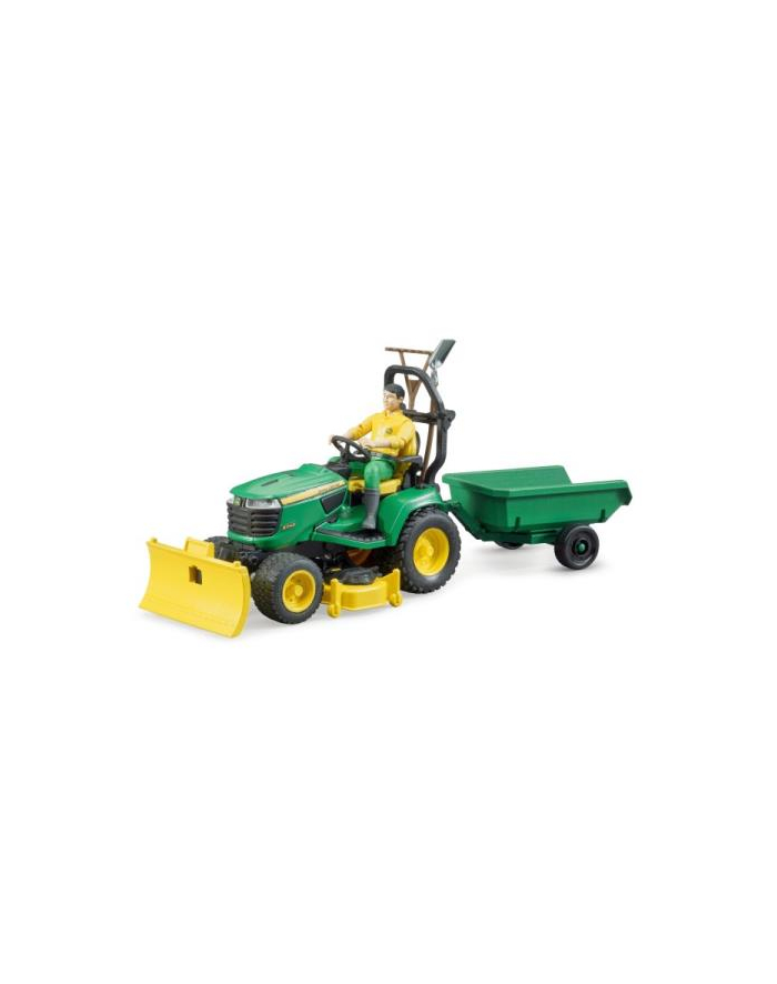 bruder Traktor John Deere z kosiarką, łyżką, przyczepką i figurką ogrodnika 62104 główny