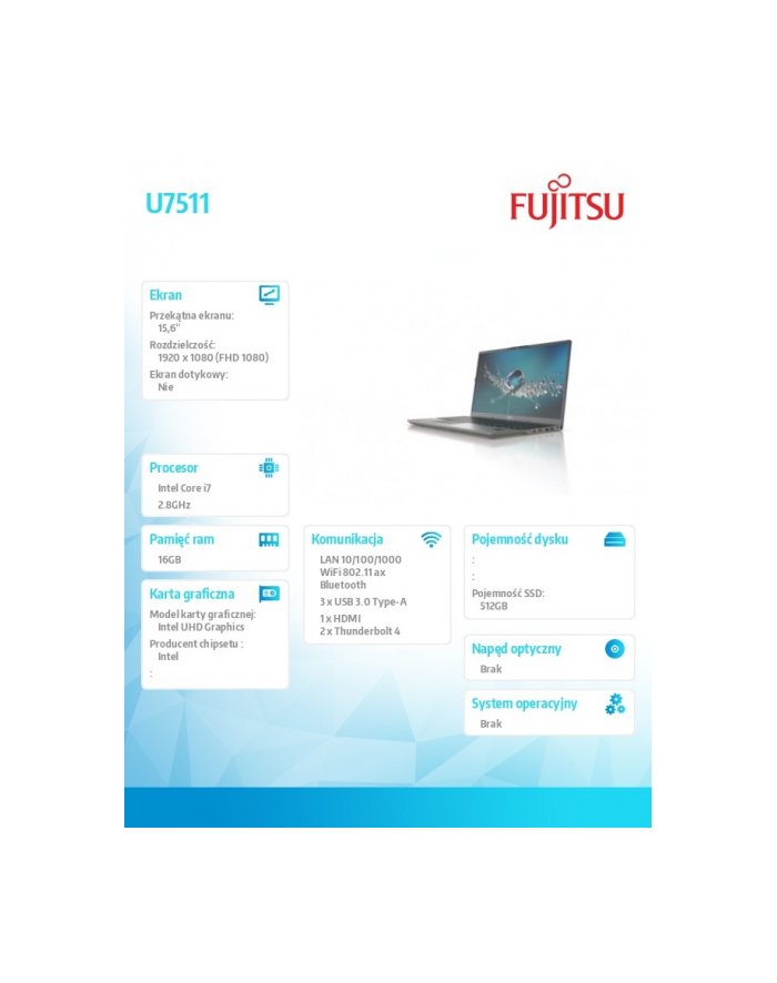 fujitsu Notebook Lifebook U7511/15,6 i7-1165G7/16/SSD512/W10P                PCK:U7511MP7DMPL główny