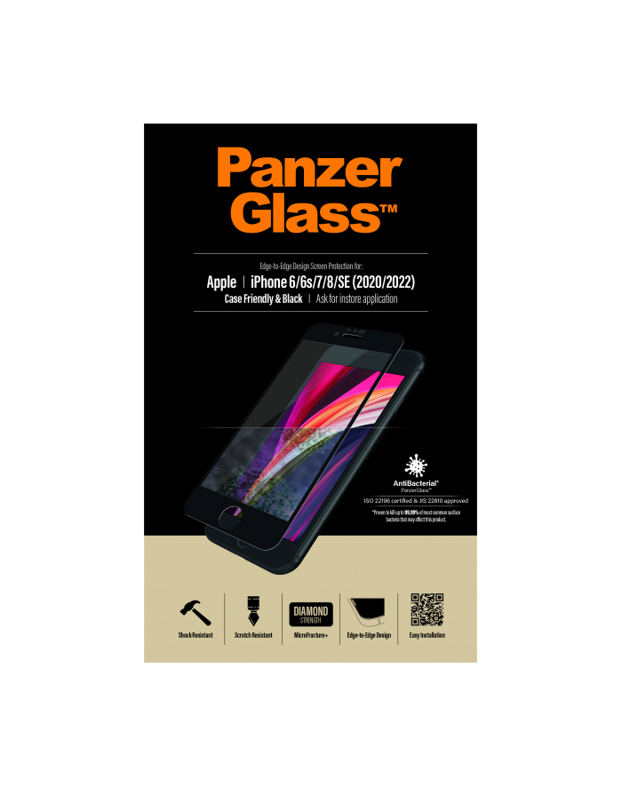 panzerglass Szkło ochronne E2E Super+ iPhone 6/6s/7/8/SE 2020 Case Friendly główny