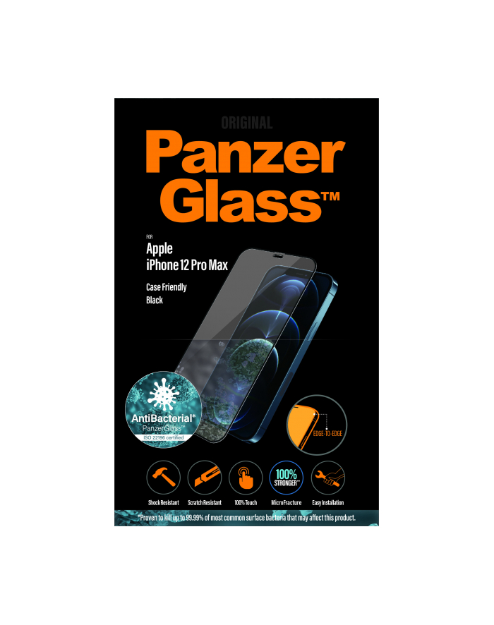 panzerglass Szkło ochronne E2E Super+ iPhone 12 Pro Max Case Friendly           AntiBacterial Microfracture główny