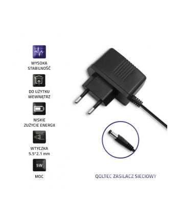 qoltec Zasilacz wtyczkowy 5W | 5V | 1A | 5.5*2.1