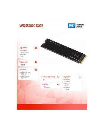 western digital Dysk Black SSD 500GB PCIe M.2 2280 SN850 NVMe