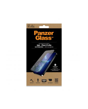 panzerglass Szkło hartowane E2E Microfracture iPhone 13 Pro Max 6,7 Case Friendly Anti Bacterial Black