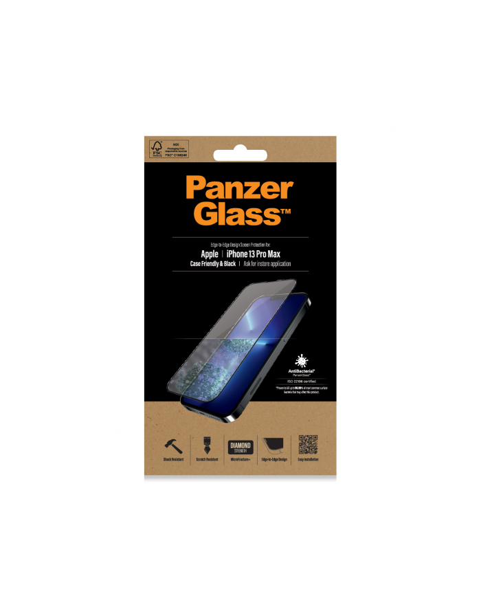 panzerglass Szkło hartowane E2E Microfracture iPhone 13 Pro Max 6,7 Case Friendly Anti Bacterial Black główny