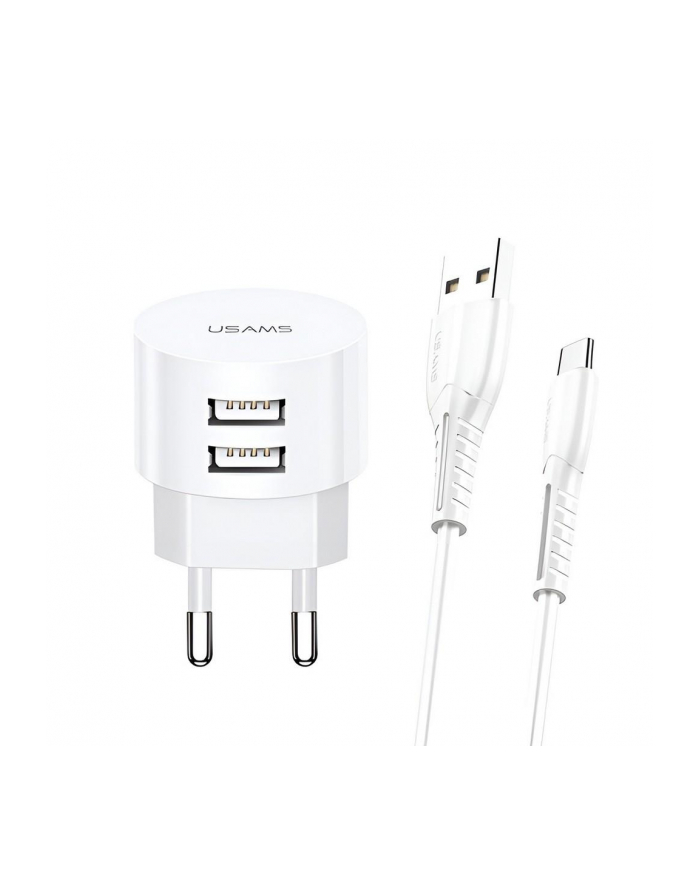 usams Ładowarka sieciowa T20 2XUSB 2,1A USB-C Kabel główny