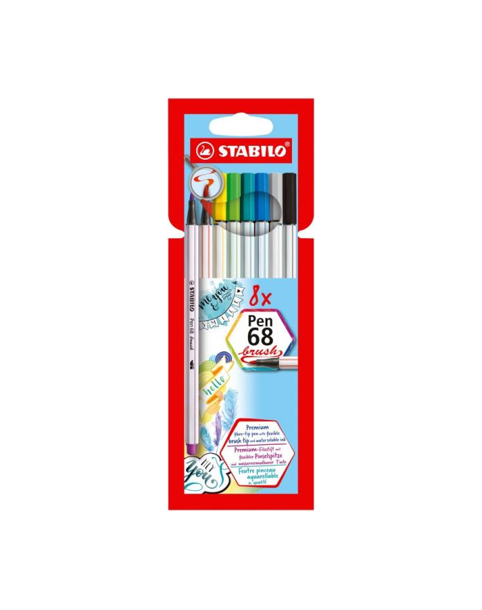 Flamastry STABILO Pen 68 brush etui 8 szt 568/08-21 główny
