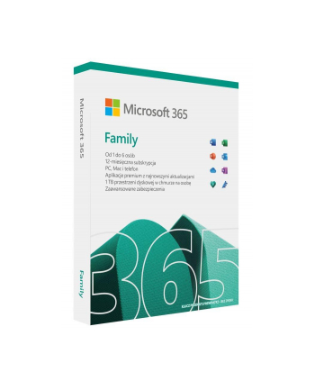 Microsoft 365 Family PL P8 1Y Win/Mac 6GQ-01593                 Zastępuje P/N: 6GQ-01161