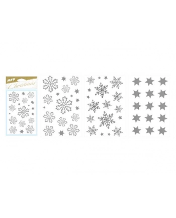 mfp Naklejki Boże Narodzenie, śnieżynki srebrne 80x120mm mix cena za 1 szt