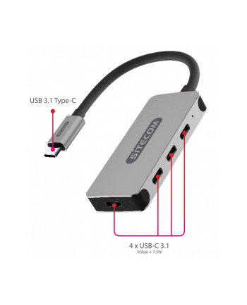 sitecom Hub USB-C 4 porty USB-C 5Gbps