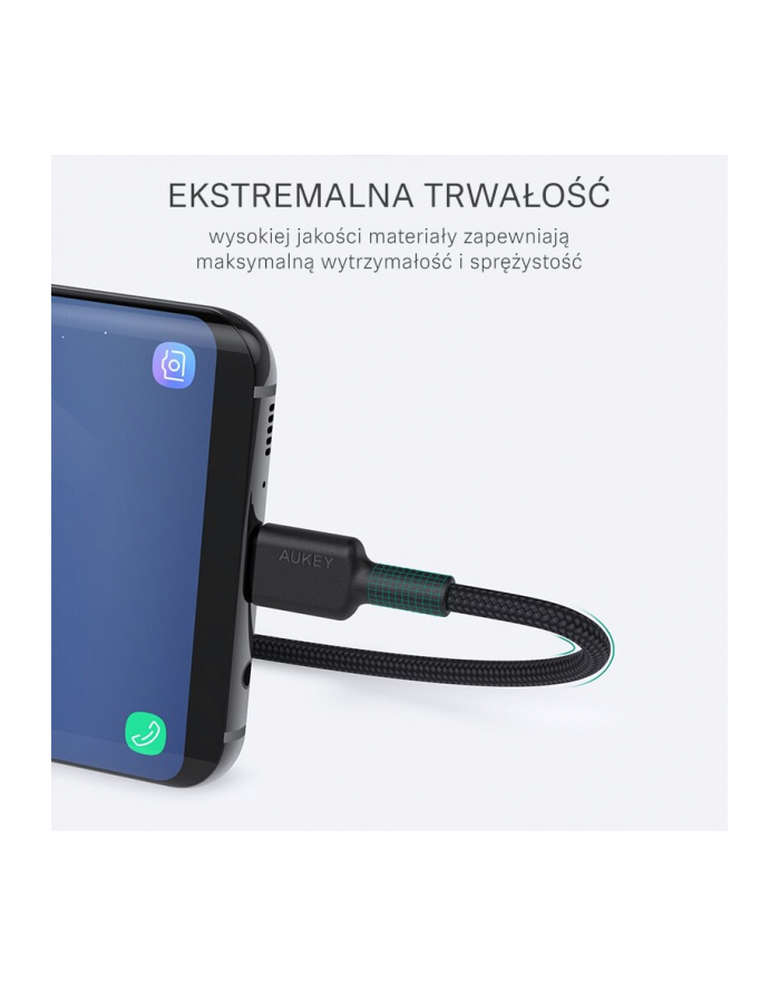 aukey CB-CA2 nylonowy kabel Quick Charge USB C-USB 3.1 | FCP | AFC | 2m | 5 Gbps | 3A | 60W PD | 20V główny